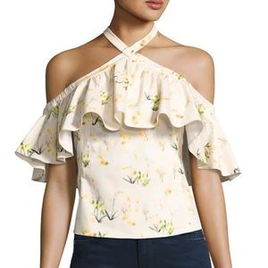 Rebecca Taylor Firefly Floral Cold-Shoulder Top